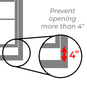 Technical drawing of a Window Opening Control Device (WOCD).