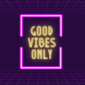 Good Vibes Only text with purple background and bright purple outline around text